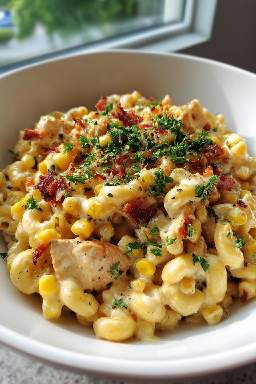 Creamy Chicken and Corn Pasta with Bacon - detail 2