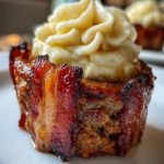 smoky bourbon bbq bacon wrapped meatloaf cupcakes with mashed potato frosting